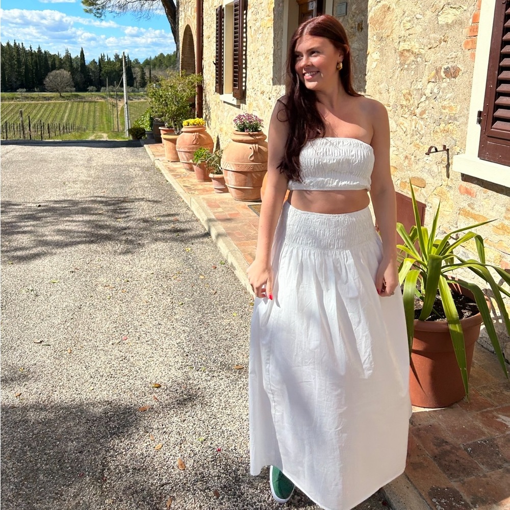 White Skirt and Crop Top Set